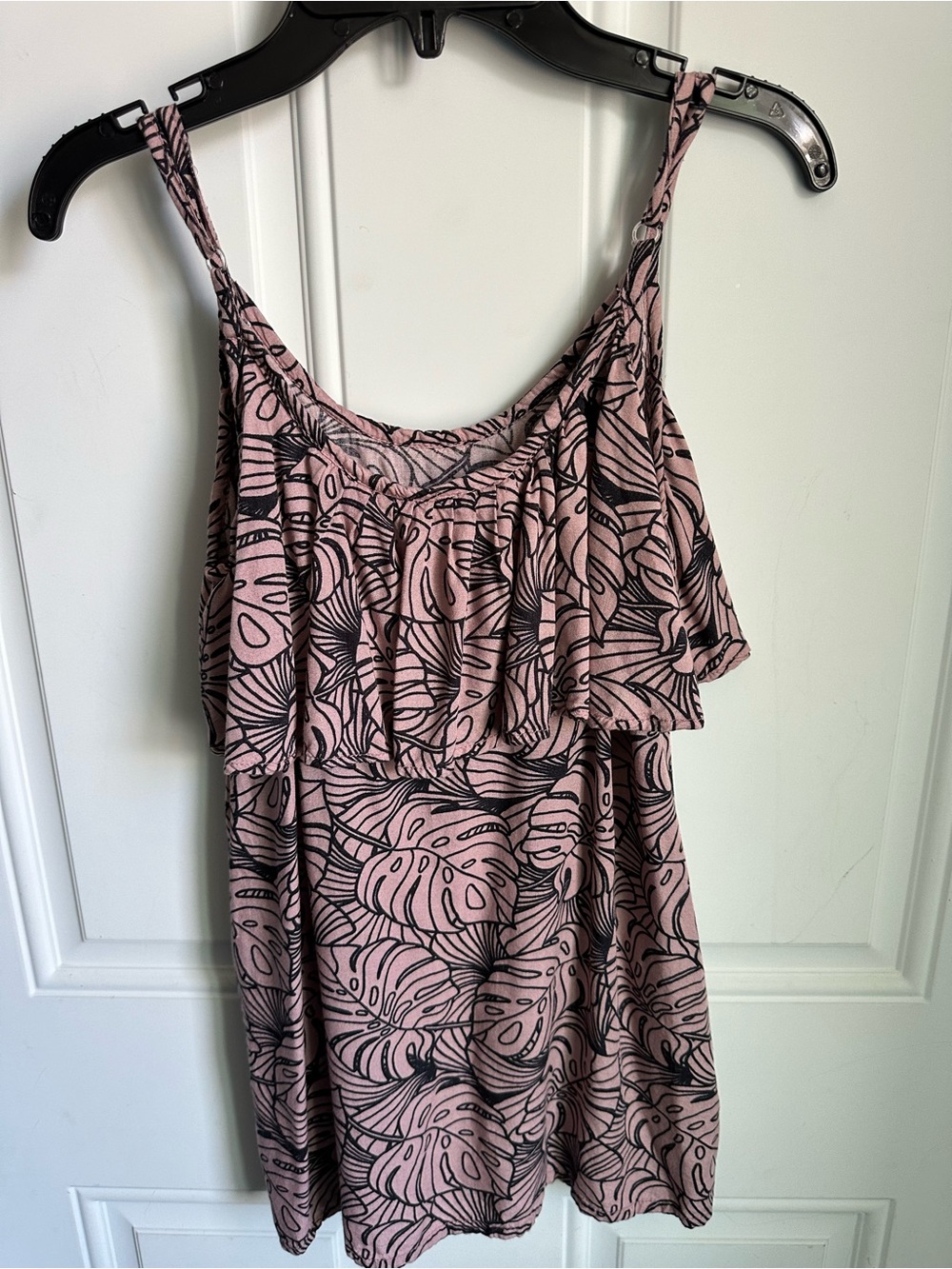 Makai Beach Girl’s Pink Printed Ruffle Spaghetti Strap Floral Top Size 12